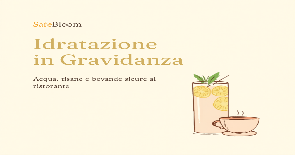 Bicchiere d'acqua con limone e menta accanto a tazza di tisana, copertina articolo SafeBloom