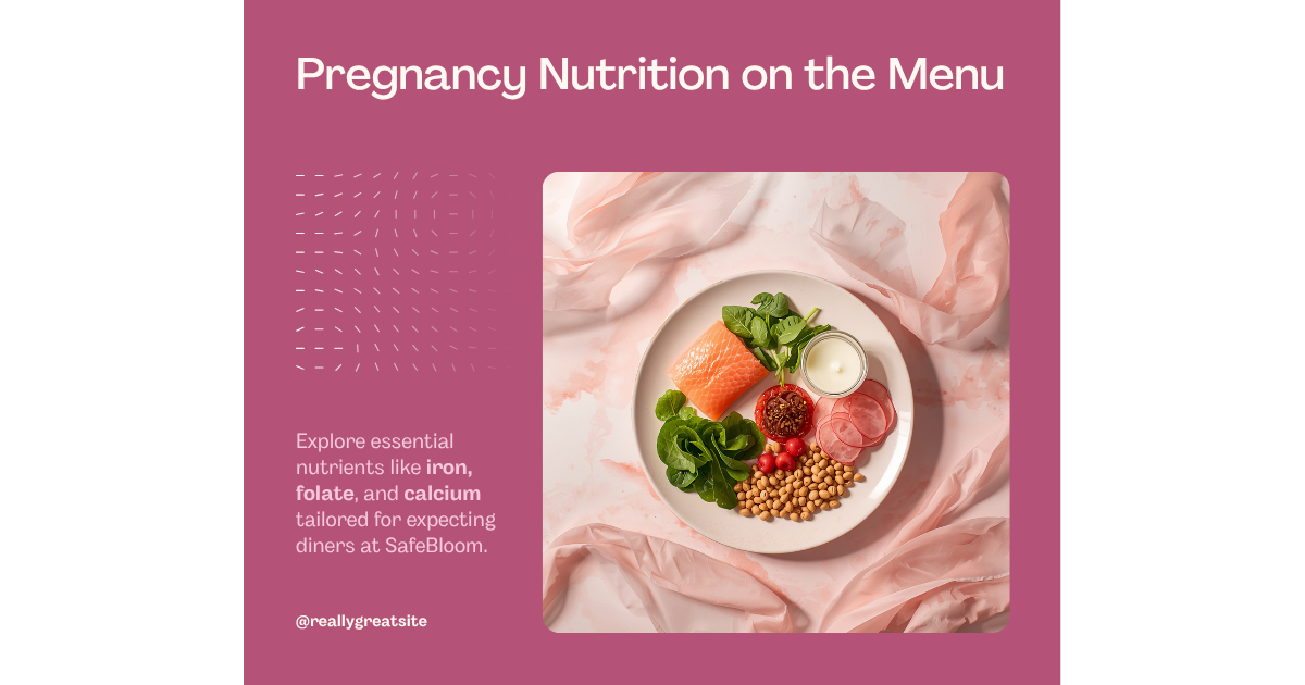 Editorial composition of pregnancy-friendly restaurant dishes