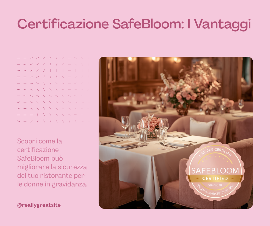 Badge certificazione SafeBloom pregnancy-safe per ristoranti