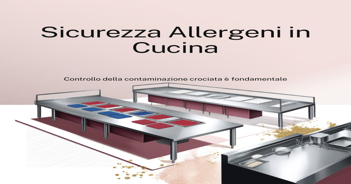 Postazioni di preparazione separate in una cucina professionale per evitare la contaminazione crociata da allergeni