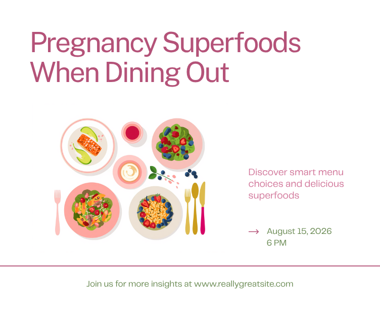 Illustration of nutrient-rich restaurant dishes safe for pregnancy