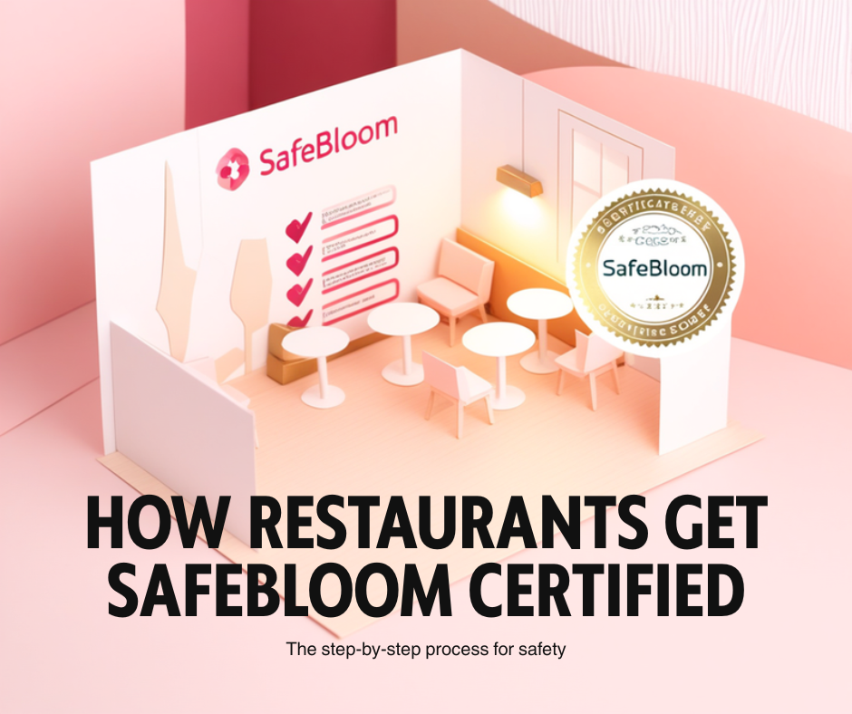 SafeBloom pregnancy-safe certification step-by-step badge