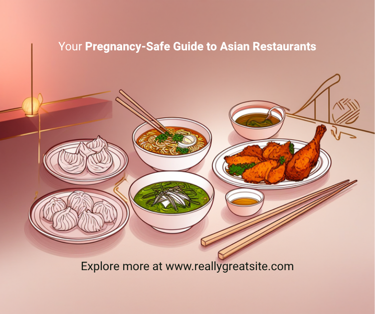Cooked Asian dishes on a restaurant table – SafeBloom pregnancy-safe guide